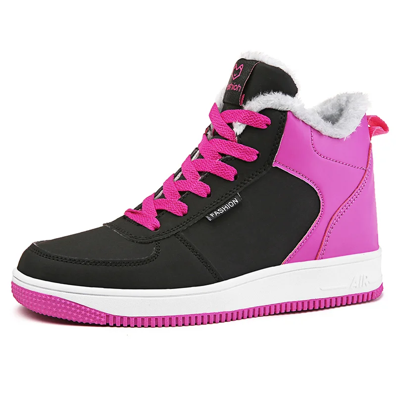 

Winter Sneakers Fur Walking Shoe Comfortable and Flexible Woman Female Sneakers Lace-up Flats Sport Tenis Feminino Sapato Korea