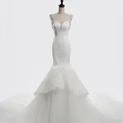 2018 свадебное платье суд Поезд аппликации Русалка Свадебные платья Vestidos De Baratos vestido de novia fotos reales