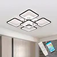 Moderne LED Kronleuchter Beleuchtung Leuchte Für Wohnzimmer Platz Schwarz Indoor Hause Küche Lampe Mit Fernbedienung Schlafzimmer Glanz