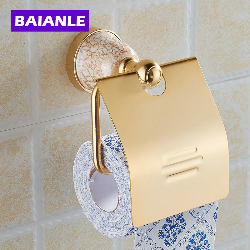 Free Shipping Gold Toilet Paper Holder with Ceramics,Roll Holder,Tissue
