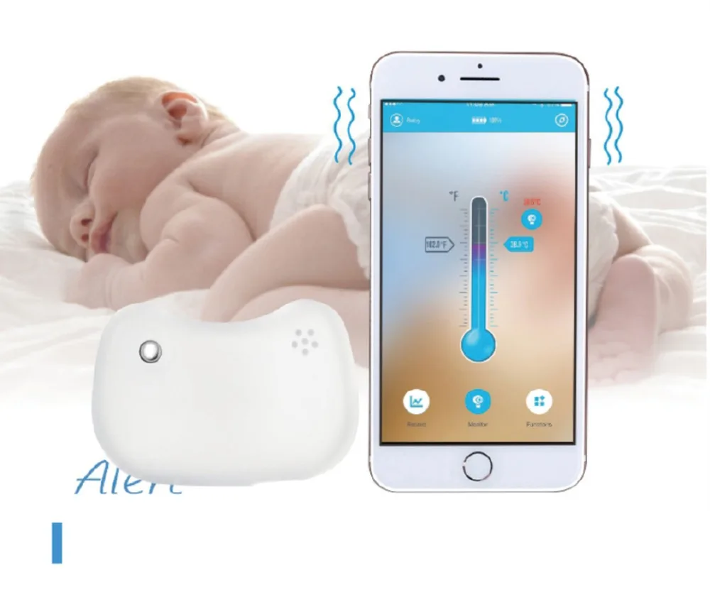 24 часа ребенка лихорадка монитор Интеллектуальный С Беспроводной оповещения(iOS и Android) умный браслет Bluetooth монитор лихорадка термометр
