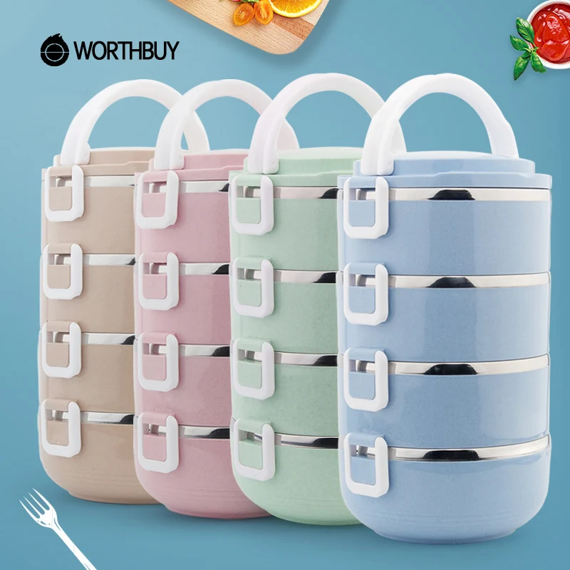 WORTHBUY Высокая емкость Ланч бокс для детей школьная еда контейнер хранения