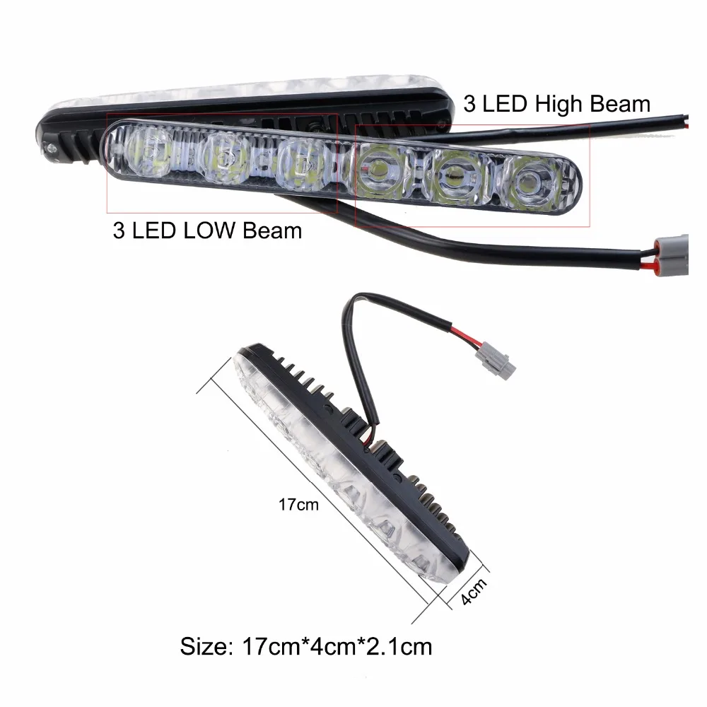 GEETANS 2 шт. 6LED DRL автомобильные Стайлинг Аксессуары светильник s Hi/Lo луч