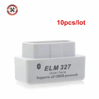 

10pcs/lot Mini ELM327 V1.5 Bluetooth Adapter White Car OBD2 OBDII Car elm327 v1.5 Auto Diagnostic Interface Free Shipping