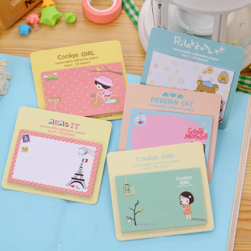 

4 PC Lovely Cartoon Animals Memo Pad Sticky Notes Memo Notebook Stationery Papelaria Escolar School Supplies