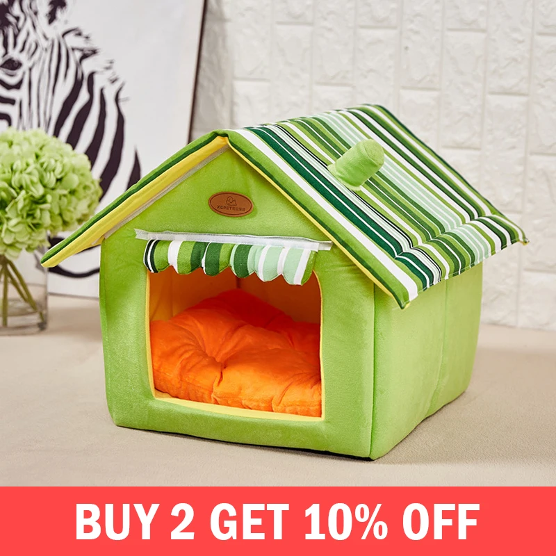 

Removable Cat House Small Medium Dogs Bed Fashion Pet Cover Mat Winter Warm Soft Kennels Animal Cushion Basket Products Supplies