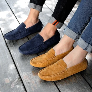

Mens Loafers Suede Leather Plus Size Driving Slip-on Boat Shoes Fashion Breathable Leather Shoes Men Casual Cheap Moccasins