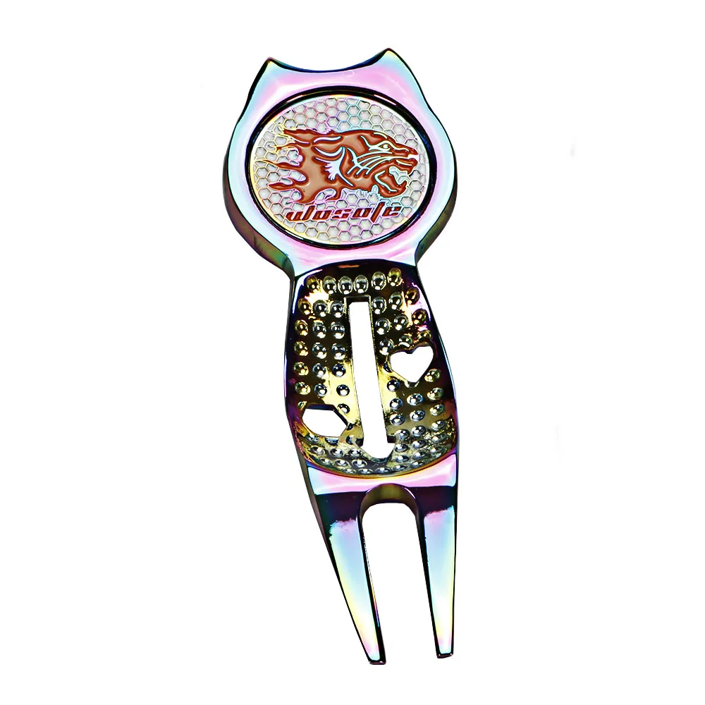 Dazzle color golf Putting green fork zinc alloy painted ball green fork golf Mark  free shipping