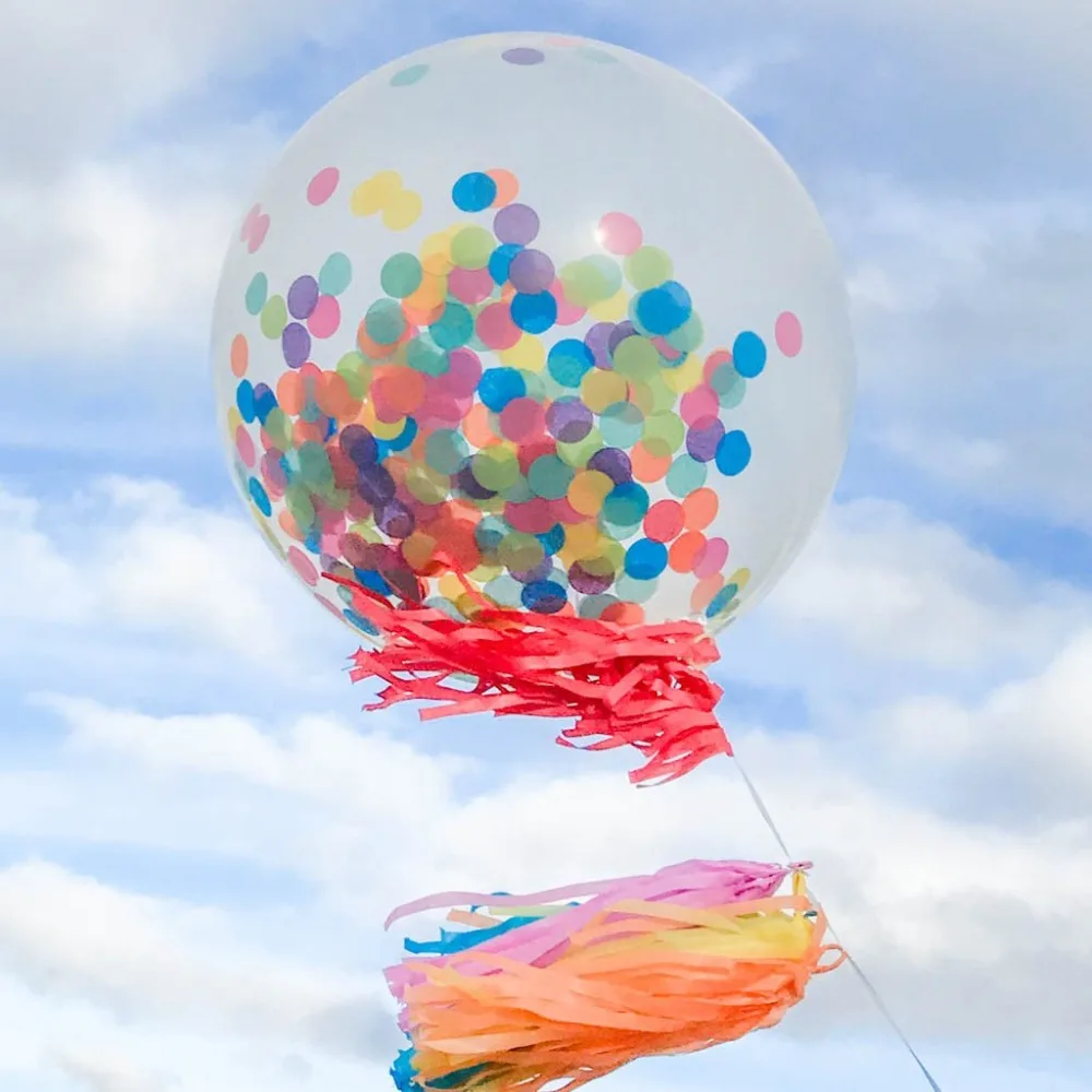

1pcs 36inch Giant Confetti Balloon Air Latex with Multi-color Circular Confetti Wedding Birthday Party Decorations Kids Supplies