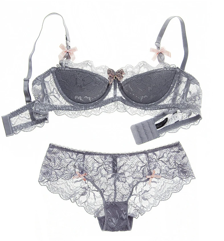 

Big size Intimates 70-85 ABCD cup Euramerican transparent sexy women bra set ultrathin push up young ladies underwear sets