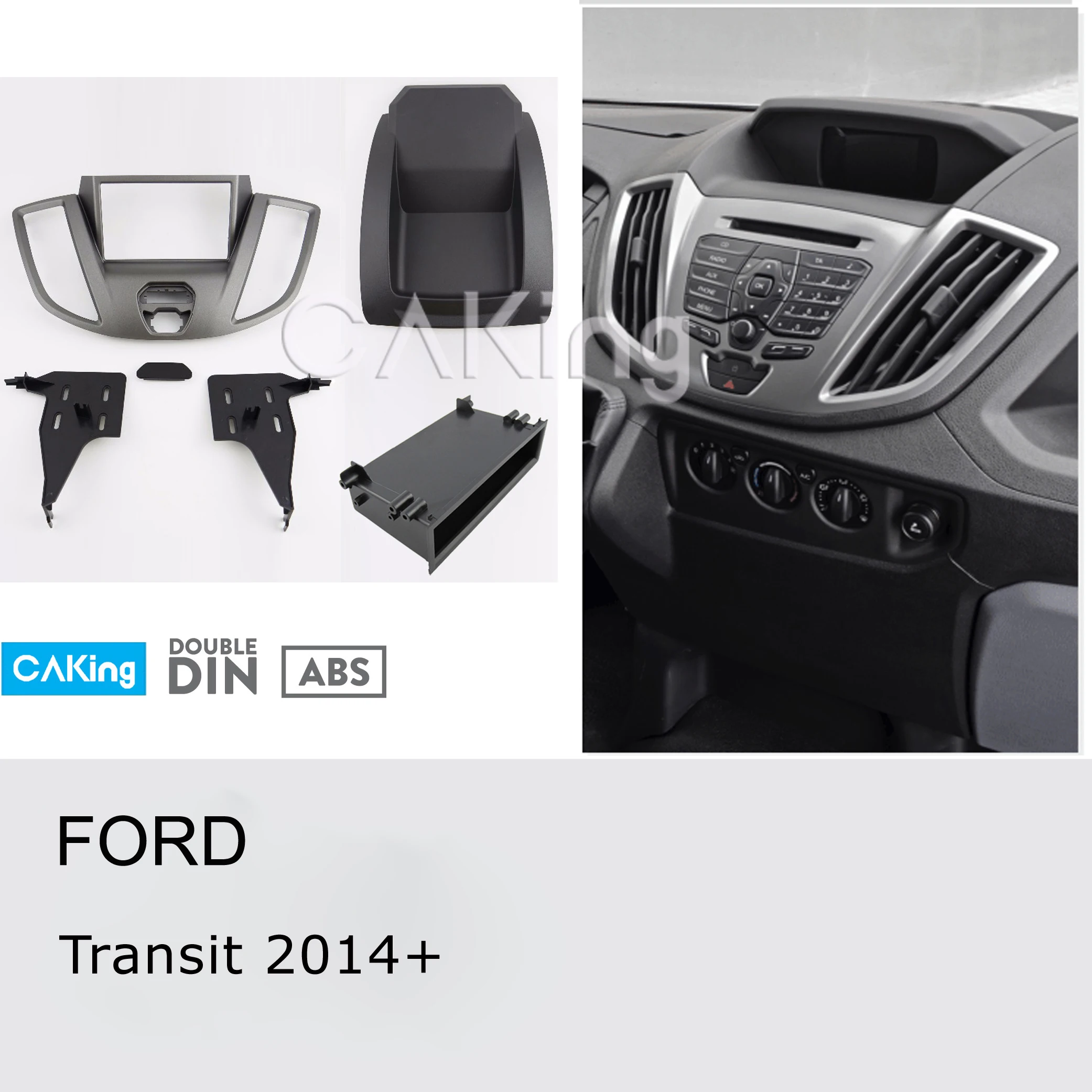 

Double Din Car Fascia Radio Panel for FORD Transit 2014+ Audio Frame Dash Fitting Kit Install Mount Facia Plate Cover Console