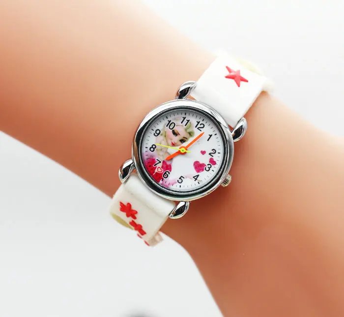 Relojes Mujer Infantil Reloj Принцесса Эльза Анна мультфильм часы 3D Детские кварцевые наручные часы