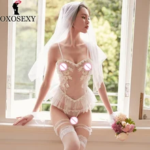 Белое нижнее белье для невесты, косплей, Бандажное свадебное платье+ стразы, корона, вуаль+ рука/ножные кольца, сексуальное женское белье, сексуальные костюмы Babydoll 226