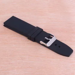 Bright - Colored Solid Silicone Watch Strap with Buckle - Multi - Color Army Military Style - 28mm (Black)