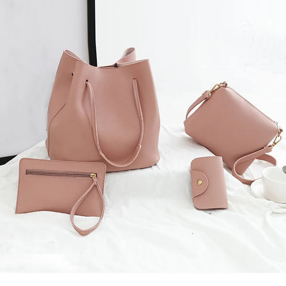 Комплект из 4 предметов, женская сумка, набор, стильный женский кошелек и сумочка, сумка на плечо из четырех предметов, сумочка, кошелек, сумка Tas Wanita