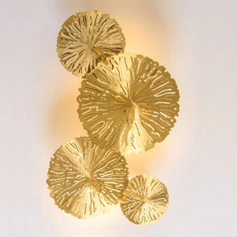 

Creative Personality Decoration Living Room Background Wall Lights Hotel Stair Golden Copper Wall Lamp
