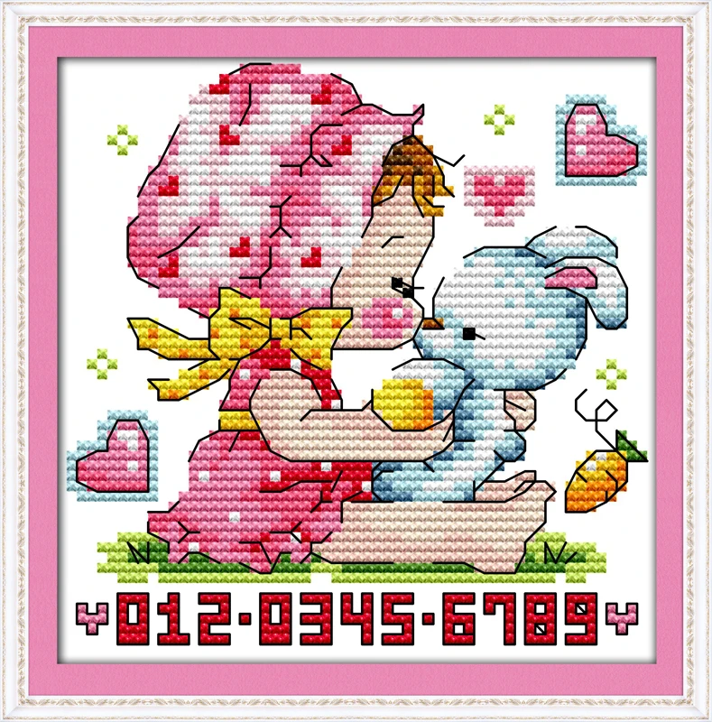 Набор для вышивки крестом Kiss the little rabbit DMC 14CT 11CT|fabric scrap|fabric christmas tree decorationsfabric shower