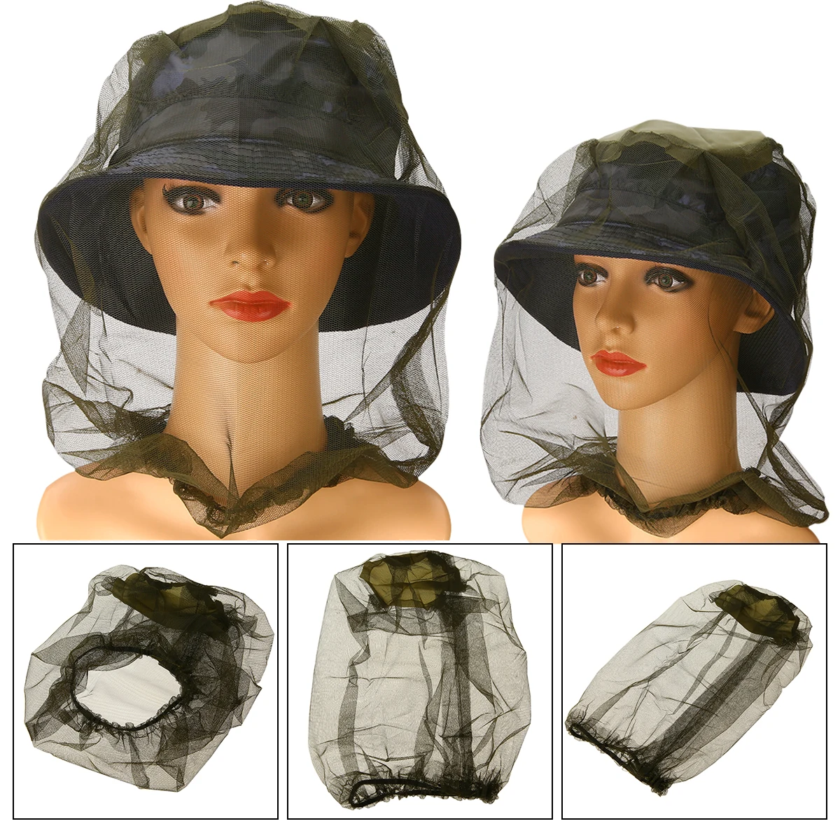 1Pcs Anti-mosquito Hat Head Net Protector Bee Bug Mesh Insect Face Protector Outdoor Fishing Hunting Net Hat Mask Cap