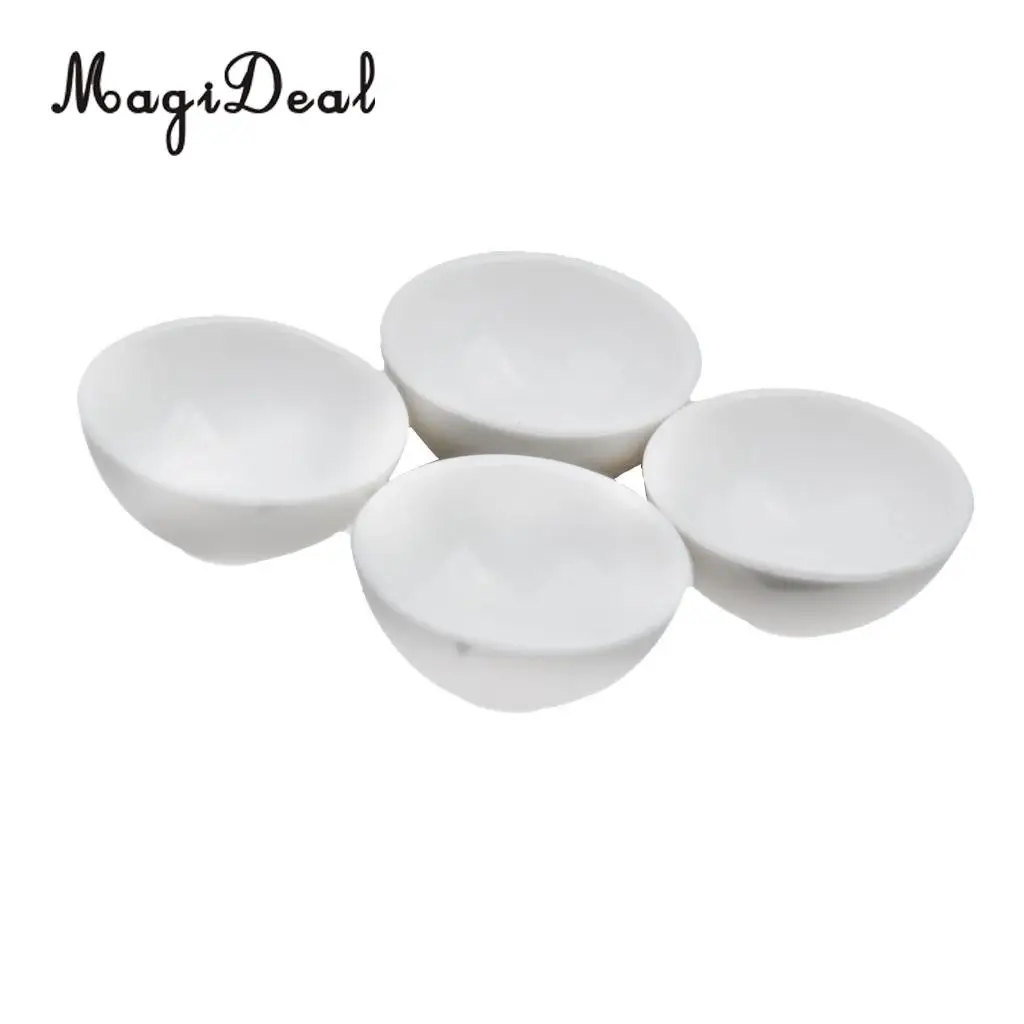 MagiDeal Mini 4Pcs/Lot Dollhouse Miniature White Round Rice Bowls Tableware Kitchenware for Food Rice Child Pretend Play Toys