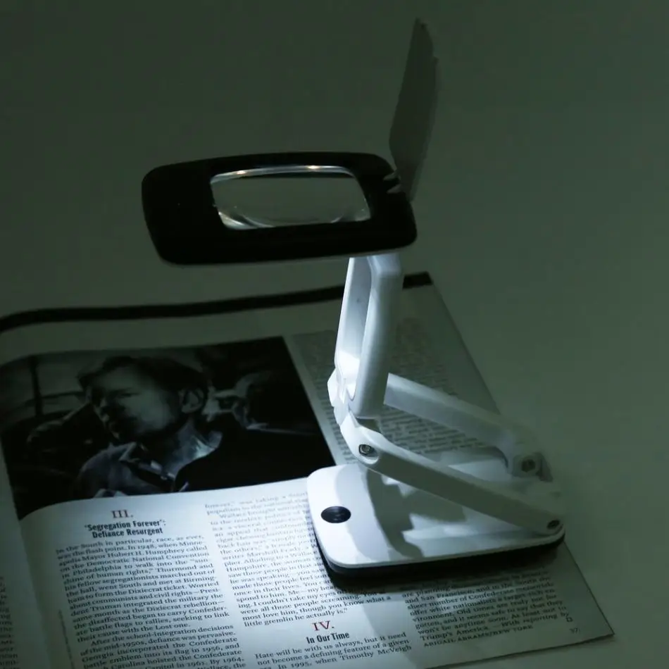 

Magnifier Led Desk Foldable For Table Study LED Desktop Lamp Light Reading Writing Magnifying Glass Black+White