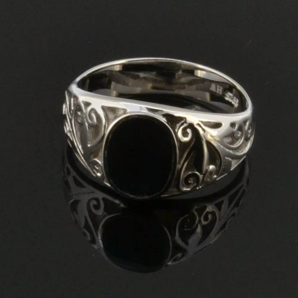 

black stone ring for men/black enamel rings