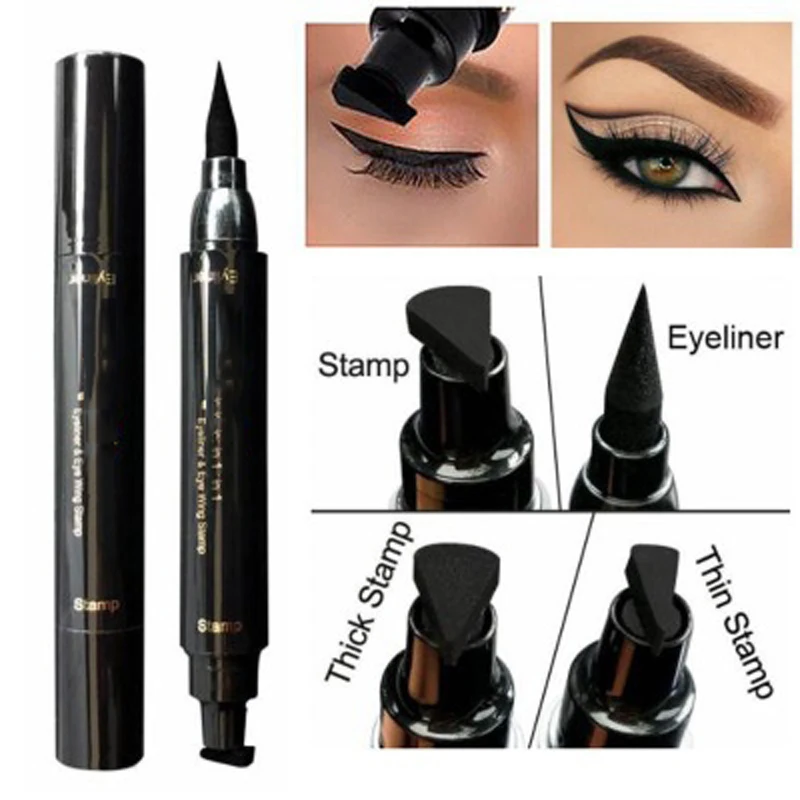 

1Pc Liquid Eyeliner Stamp Marker Pencil Waterproof Eye Wing Stamp Black Double-ended Long-lasting Wing Eyeliner Pen Makeup Stamp