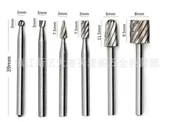 

by dhl 200set practical 6pcs/set Rotary Tools HSS Wood Milling Burrs Cutter Set accessories MultiPro Drill bit set