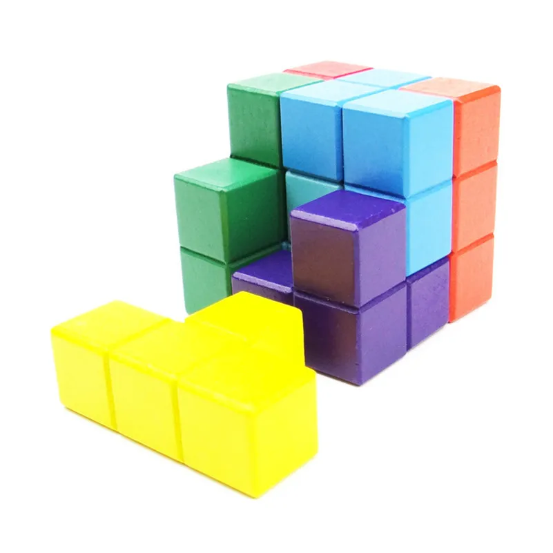 Новинка игрушки Тетрис волшебный куб Многоцветный 3D Деревянный сома головоломка образовательный мозговой тизер IQ игра для детей и взрослых