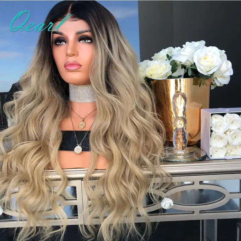 Ombre 613 Light Blonde Dark Brown Roots 180 Density Human Hair