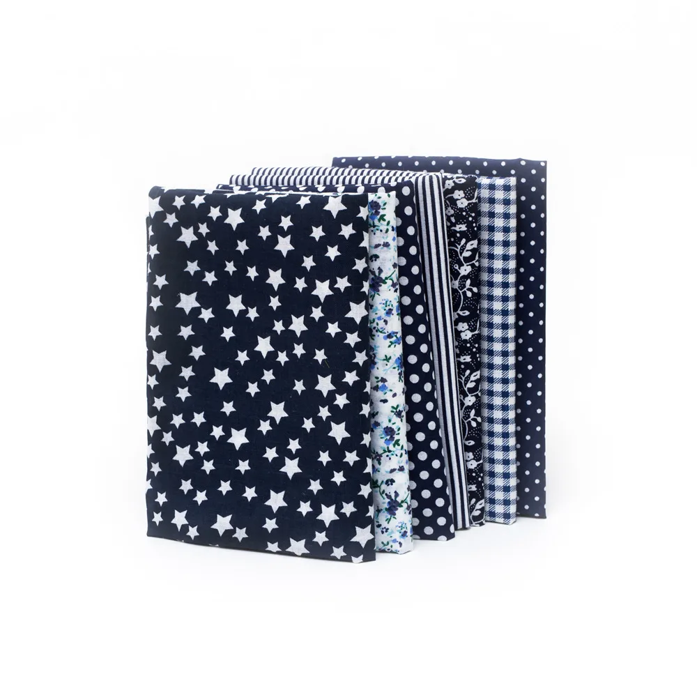 7PCs Navy 50x50cm 7 шт. 50X50 см хлопковая ткань квадраты комплект Лоскутное Предварительно-Лоскутные ткани квадраты для «сделай сам» ручной работы ткань сумка рукоделие записки - Цвет: 7PCs Navy 50x50cm