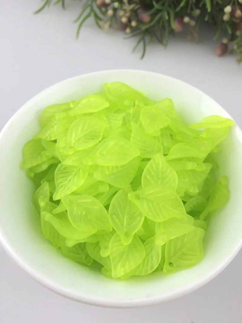11x18mm frosted acrylic leaf beads0043-2