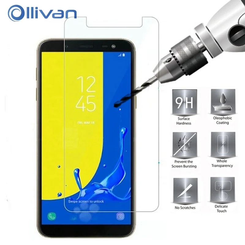 OLLIVAN с уровнем твердости 9 H Стекло на samsung J6 Plus Закаленное стекло Защитная пленка