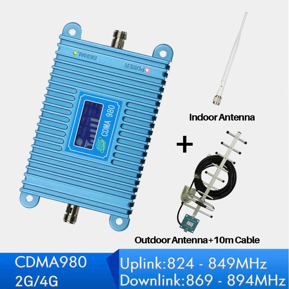 

2G 4G CDMA 850 Cellular Signal Amplifier 70dB Gain Mobile Phone Repeater LCD Display Booster For America use full Antenna Set