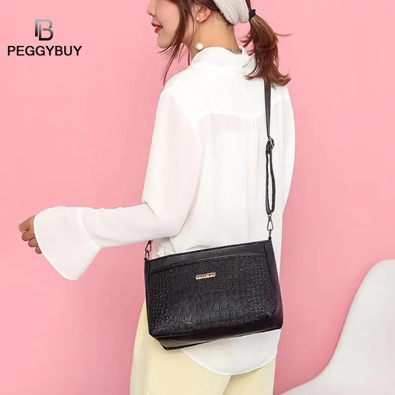 Women's Handbga Bolsas Solid Color Leather Classic Zipper Crossbody Shoulder Bags Women Alligator PU Leather Crossbody Bags Women's Handbga Bolsas Solid Color Leather Classic Zipper Crossbody Shoulder Bags Women Alligator PU Leather Crossbody Bags