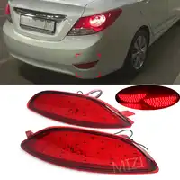 Rear Bumper Reflector Brake Light for Hyundai Accent Verna Brio Solaris 2008-2015 Red Lens LED Bulbs Car Warning Stop Fog Lamp