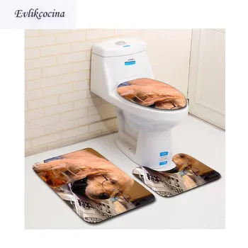 

Free Shipping 3pcs Dog Watch Newspaper Banyo Paspas Bathroom Carpet Toilet Bathmat Set Nonslip Tapis Salle De Bain Alfombra Bano