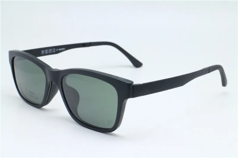 002 ULTEM прямоугольной формы оптические оправы для очков с мегнатическим зажимом на съемные поляризованные очки для близоруких солнцезащитных очков для унисекс - Цвет оправы: C1 black - green