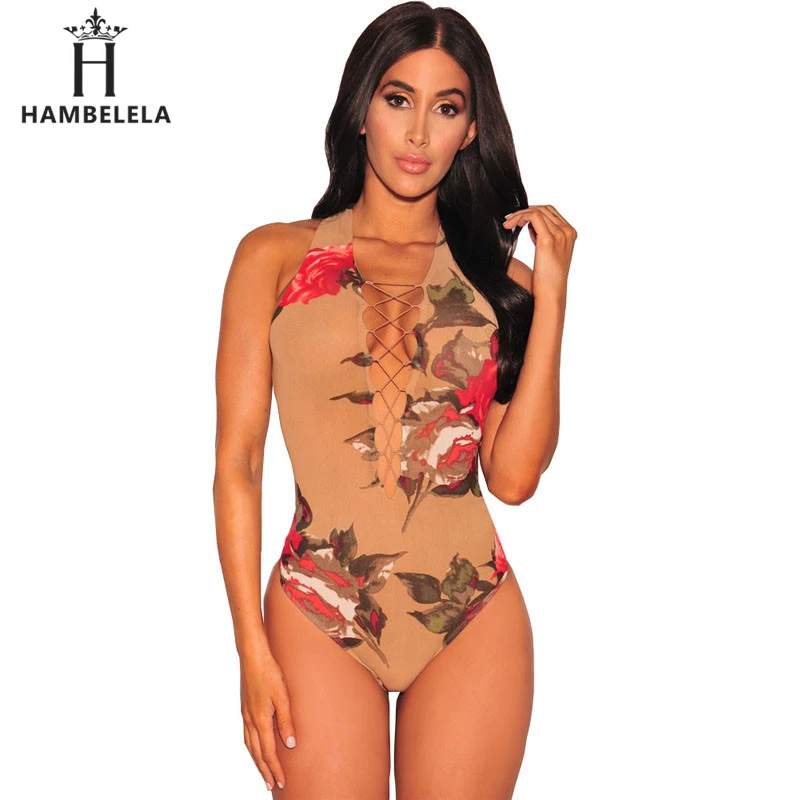 HAMBELELA New Style Lace Up Jumpsuit Summer 2017 Playsuit Deep V Neck Sleeveless Khaki Black Romper Party Sexy Club Jumpsuit (1)