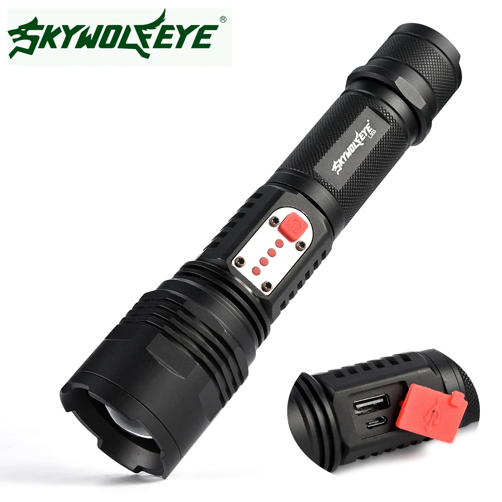 SKYWOLFEYE Powerful Rechargeable L2 LED Flashlight 18650 AAA 26650