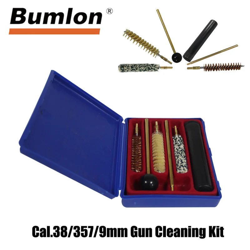 

Bumlon Pistol pistols Cal.38/357/9mm Gun Cleaning Kit Tools Set Brushes Hunting Rifle Cleaner with Durable Plastic Storage Case