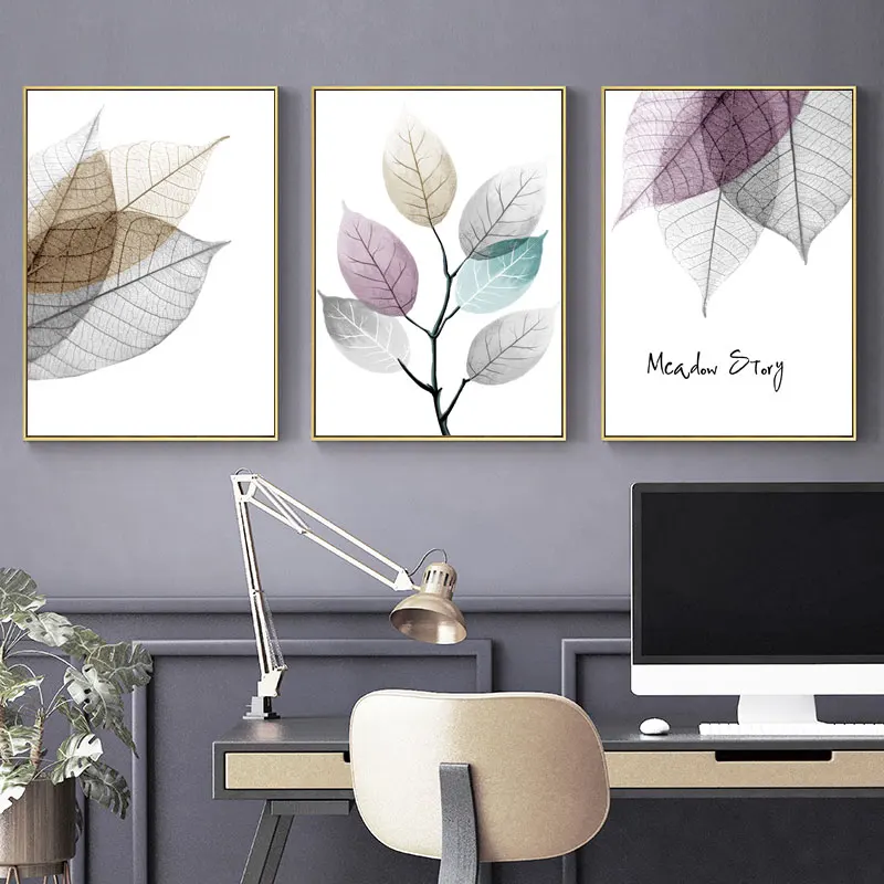 

Modern Abstract Minimalist Posters and Prints Wall Art Canvas Painting Leaves Pictures for Living Room Nordic Decor No Frame