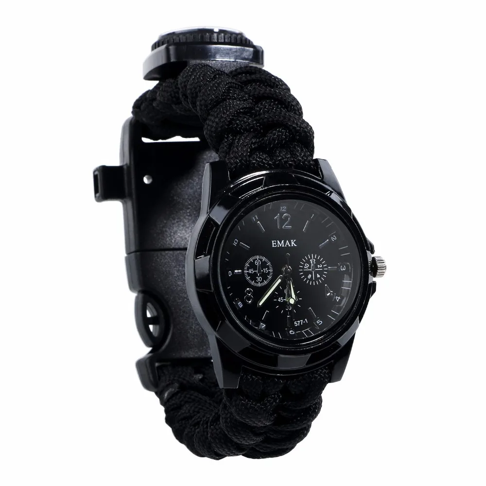 Outdoor Survival Watch Camping Multi tool Multi-functional Compass Thermometer Rescue Paracord Bracelet Equipment Outdoor Tools (4)