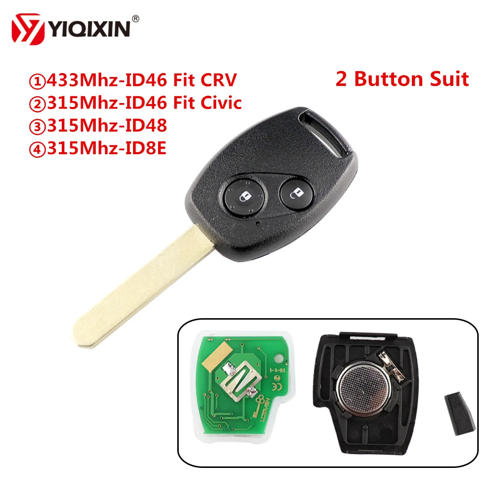 YIQIXIN 2 кнопки дистанционного ключа для 315/433 МГц чип ID46/ID48/ID8E Honda Accord Элемент CR V HR