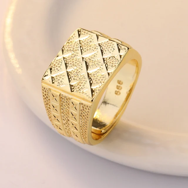 Gold Color Men Finger Ring Male Jewelry Luxury Resizeable Male Rings