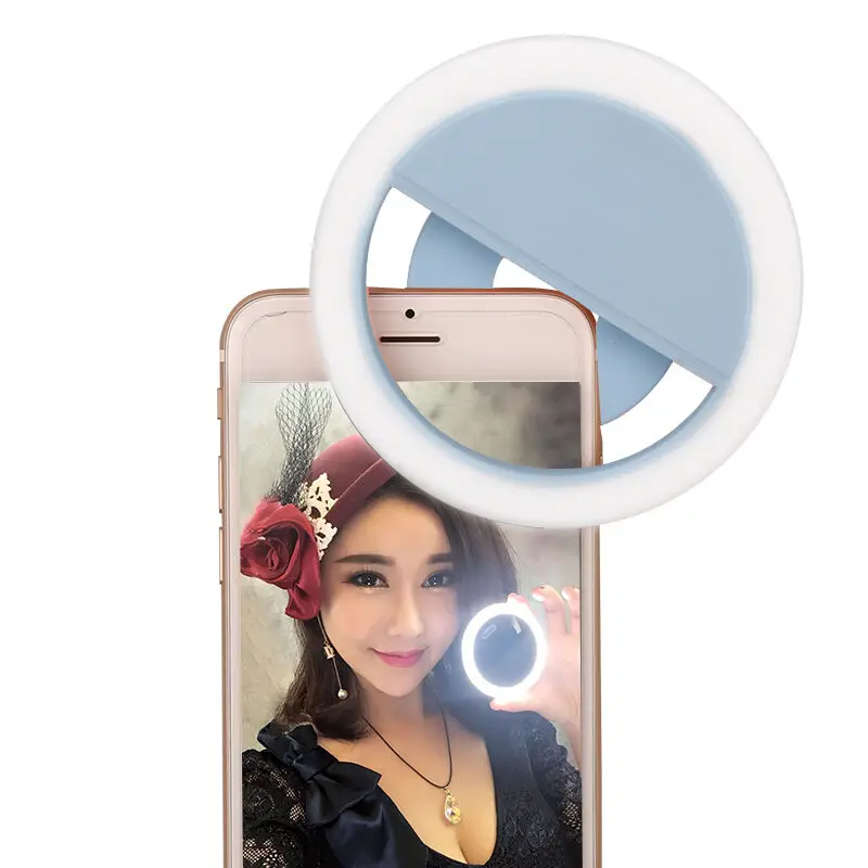 Portable LED Selfie Flash Fill Light Up Ring Clip USB Rechargeable Beauty Photography Enhancing Charger Battery For iPhone Phone