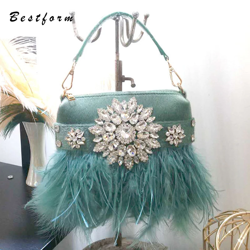 ostrich feather evening bag