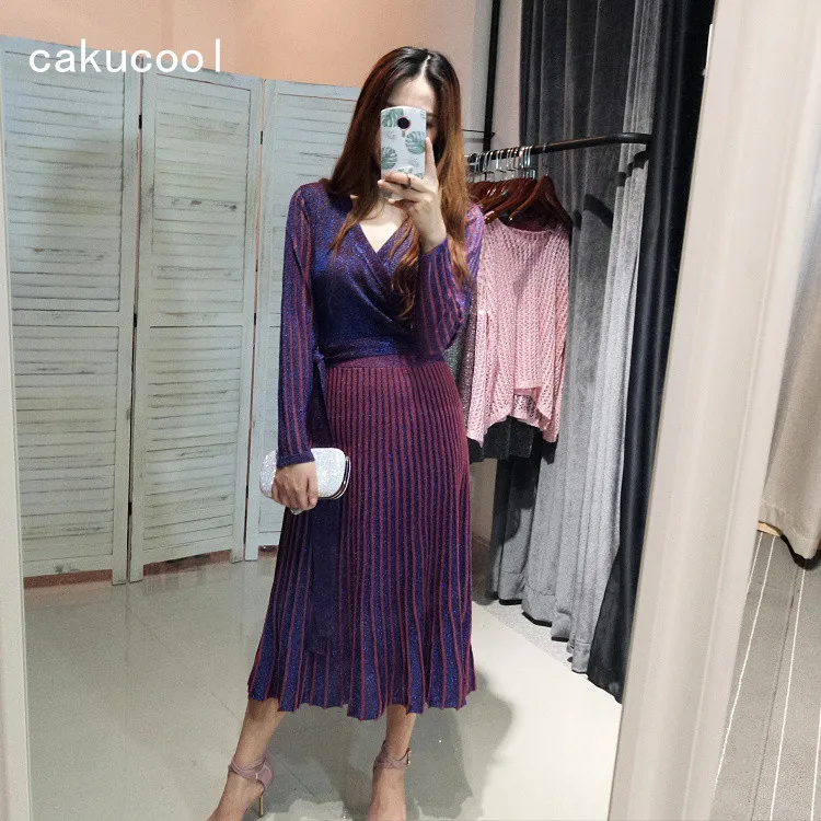 vestido lurex manga comprida