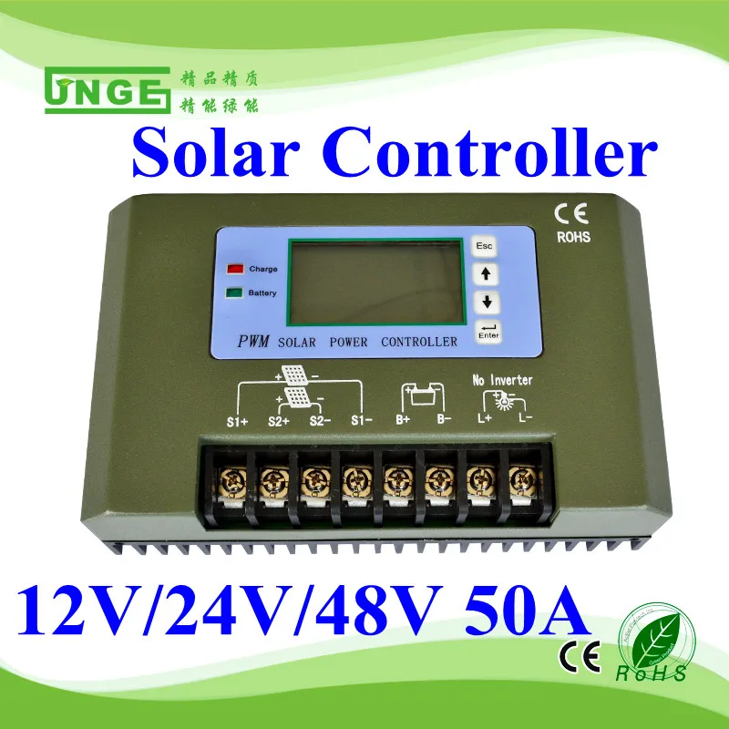 

50A Solar Charge Controller 12V 24V Auto 500W To 1200W Solar Panel LCD Display Charging for Off Grid PV Controller Solar