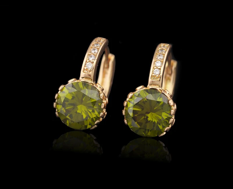 MxGxFam модные драгоценные серьги-кольца с цирконом круглый камень золотой цвет для женщин