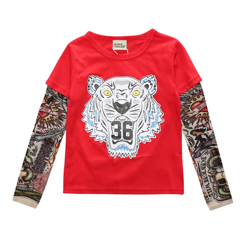 

Kids T-shirt Tattoos Sleeve Pattern Nets Clothes For Boys Girls Cotton Tops Children Tees Fashion Letter Printed Baby T-shirts
